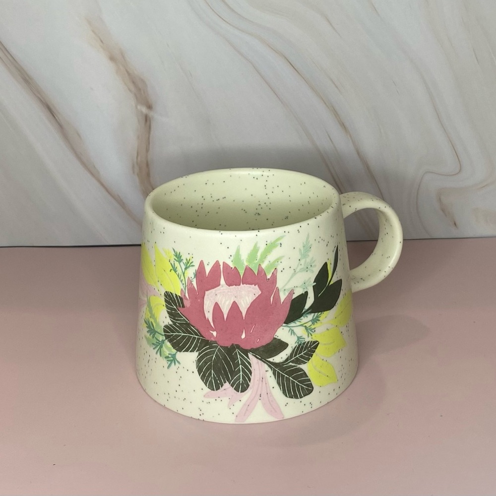 2022 Starbucks Cactus Flower Speckled Ceramic Wide Bottom Mug, 14 oz.